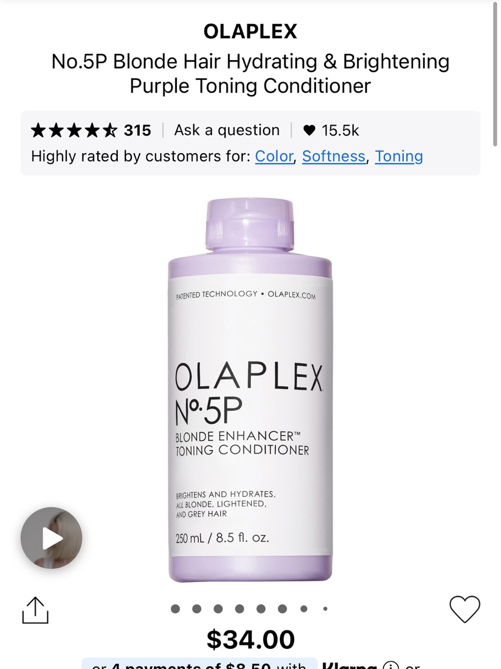 OLAPLEX No.5P Blonde Enhancer Toning Conditioner — Light Purple Bottle